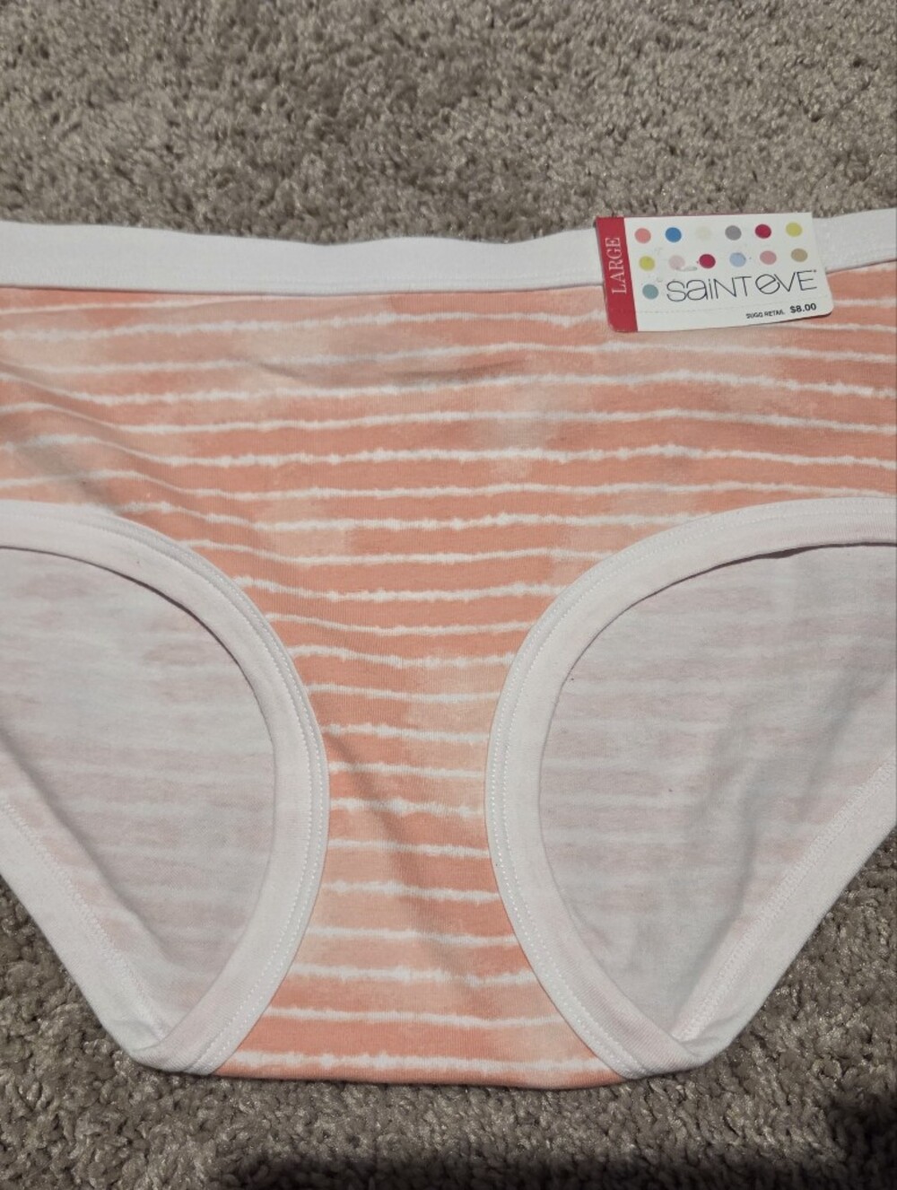 Saint Eve Y2K Peach Stripe Cotton Hipster - Large
